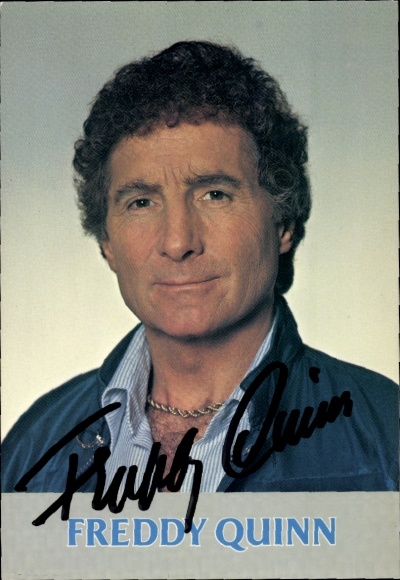 Postcard singer and actor Freddy Quinn, portrait, autograph