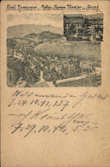 Forerunner Chromo-Litho Grund Mohorn Wilsdruff Saxony, Hotel, Restaurant, Caffee-Garten Tönnies