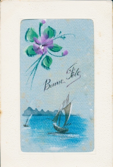 Silk PC congratulations, sailboat, flower