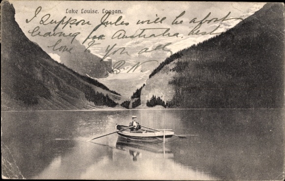 KP Lake Louise Alberta Kanada, Laggan, kobieta wiosłująca łódź