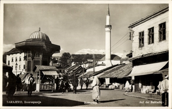 Ak Sarajevo Bosnien Herzegowina, Baščaršija, Markt, Moschee, historische Architektur