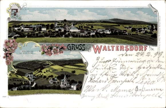litho Waltersdorf Großschönau Oberlausitz, Zionkerk, Mühlberg