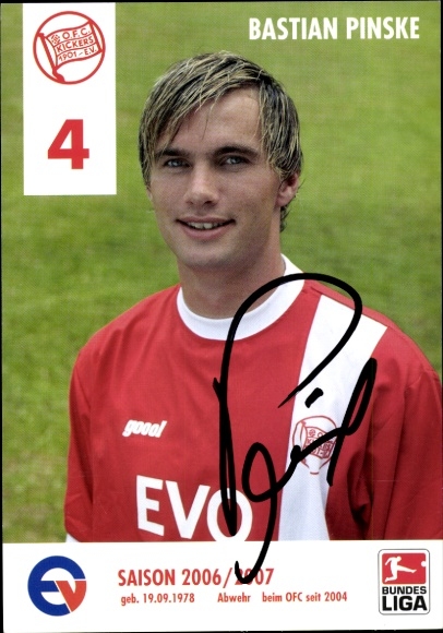Autogrammkarte Fußballer Bastian Pinske, Kickers Offenbach, Autogramm