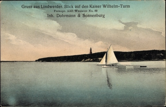 PC Berlin Zehlendorf Lindwerder, view of the Kaiser Wilhelm Tower, owner Dohrmann &amp; Sonnenburg