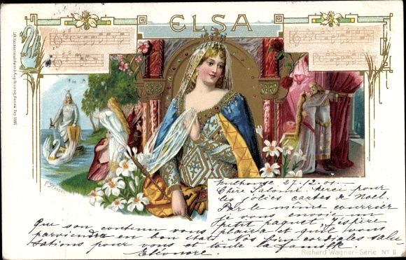 litho Richard Wagner Serie II, Elsa, Lohengrin