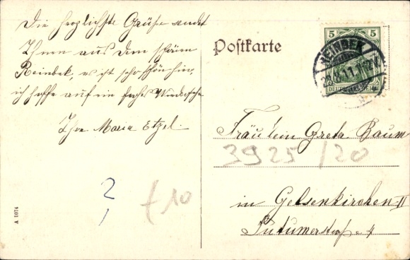 Postcard Reinbek in Schleswig-Holstein, Bahnhofstraße and Post Office