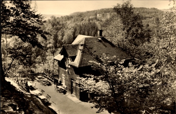 Postcard Hartenstein in the Ore Mountains Saxony, Restaurant Forsthaus Prinzenhöhle
