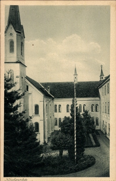 Postcard Zangberg in Upper Bavaria, Educational Institute of the Salesian Sisters of St. Joseph, Kirchenplatz