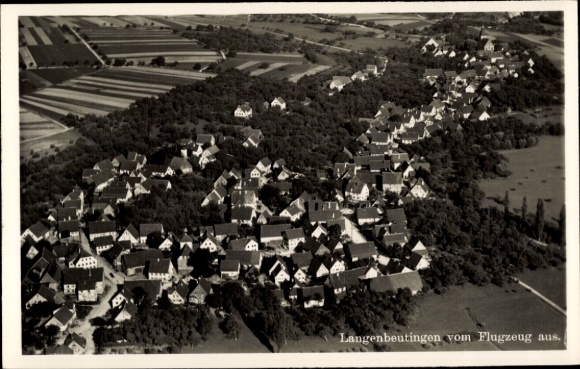 Postcard Langenbeutingen Langenbrettach in Württemberg, aerial view of residential buildings, landscape