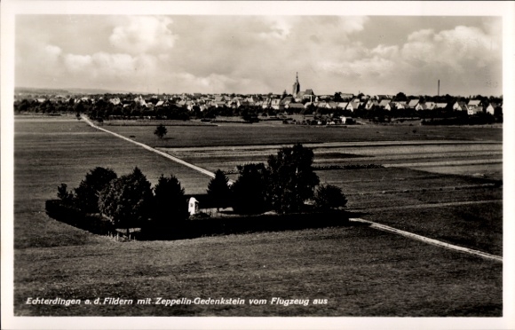 Postcard Echterdingen on the Fildern, aerial photograph