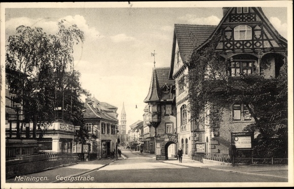 Ansichtkaart Meiningen in Zuid-Thüringen, Georgstrasse