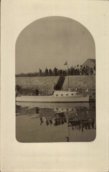 Photo Postcard Motorboat in a harbor