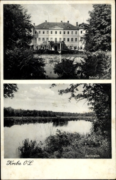 Postcard Kreba Neudorf in Upper Lusatia, Sennteich, Castle