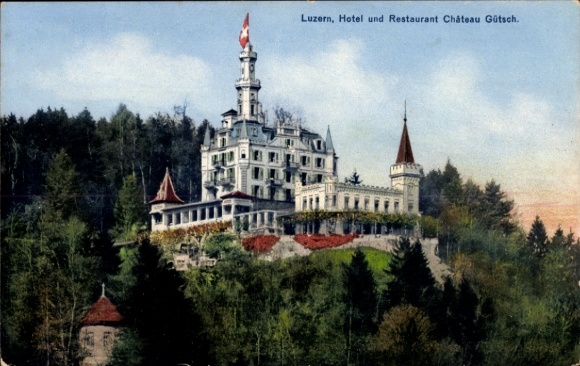 Ak Lucerne Luzern Stadt Schweiz,  Hotel und Restaurant Château Gütsch, Berglandschaft, Schweizer 