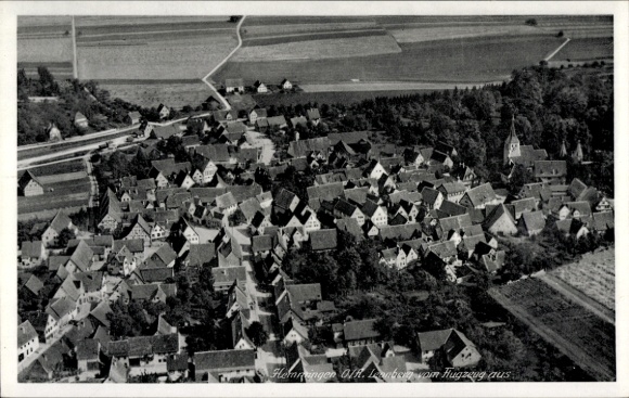 Postcard Hemmingen in Baden Württemberg, aerial photograph of the town