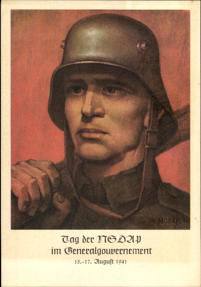Artist PC Hoeck, W., Kraków, Day of the NSDAP in the General Government 1941, Wehrmacht soldier