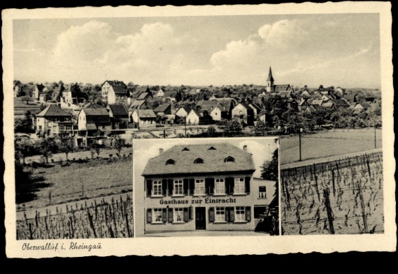 Postcard Oberwalluf am Rhein, Gasthof zur Eintracht, long shot