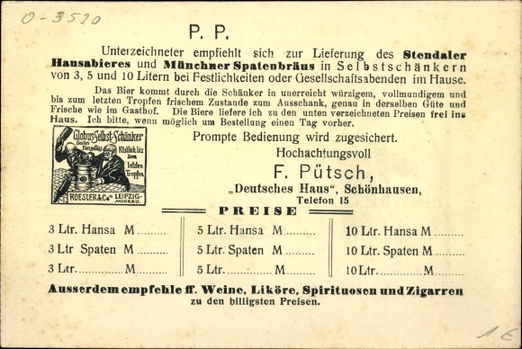 Postcard Schönhausen Elbe, Gasthof Deutsches Haus, Fr. Pütsch