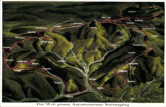 Maps Postcard Nürburg in the Eifel, The Nürburgring, Auto Racing Track