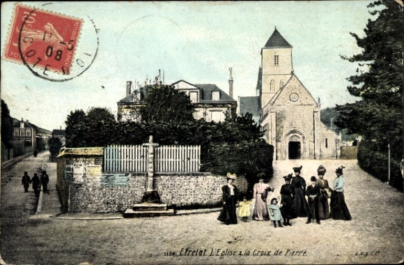Ak Étretat Seine Maritime, Die Kirche, das Peterskreuz