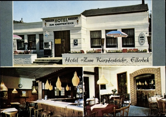 Ak Ellerbek in de wijk Pinneberg, Hotel Zum Karpfenteich, binnenaanzicht, Pinneberger Straße 157