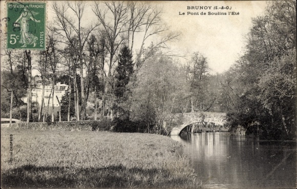 Ak Brunoy Essonne, Le Pont de Soulins l'Ete