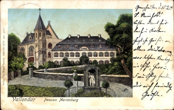Illuminated window Postcard Vallendar am Rhein, Pension Marienburg