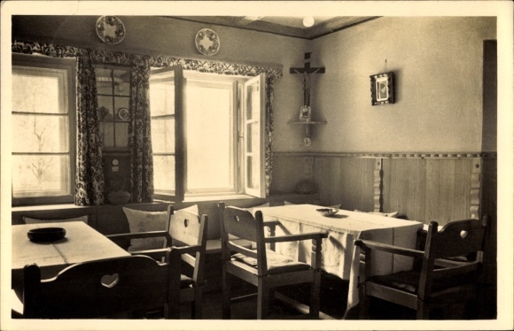 Postcard Birkenstein Fischbachau in Upper Bavaria, hostel Haus Schertl