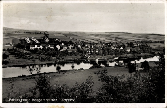 Postcard Rengershausen Baunatal in Hessen, rock garden, distant view