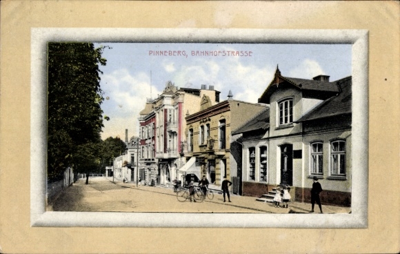 Passepartout Ak Pinneberg in Schleswig Holstein, Bahnhofstraße