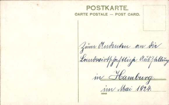 Postcard people in Swedish costumes, chickens, advertising, factory of perforated sheets C. Graepel