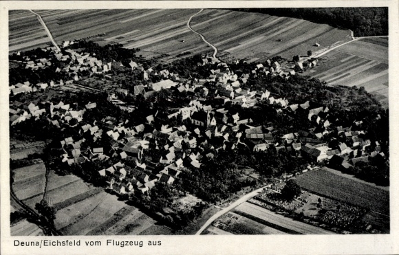 Ak Deuna Niederorschel im Eichsfeld Thüringen, Fliegeraufnahme