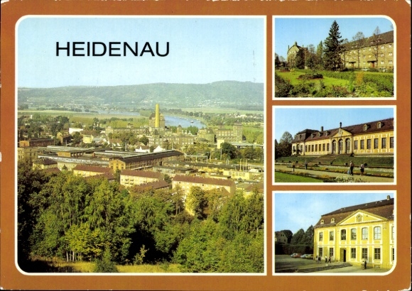 Ak Heidenau in Saksen, Vrijheidsplein, Oranjerie, Baroktuin, Restaurant Friedrichschlösschen