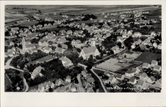 Ak Vöhringen in Württemberg, luchtfoto van stadsgezicht, geen mensen,