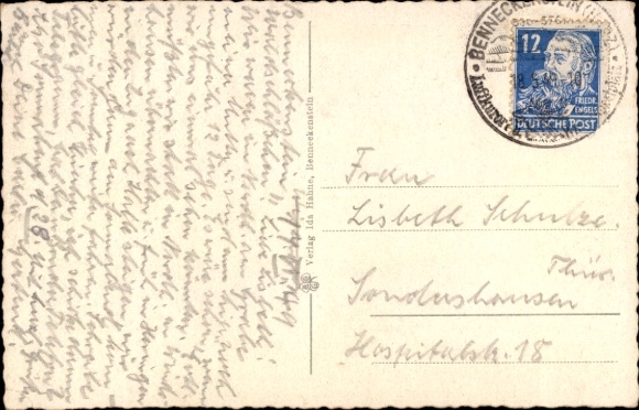 Postcard Benneckenstein Oberharz, view of Gondelleich, High Harz, landscape, trees,