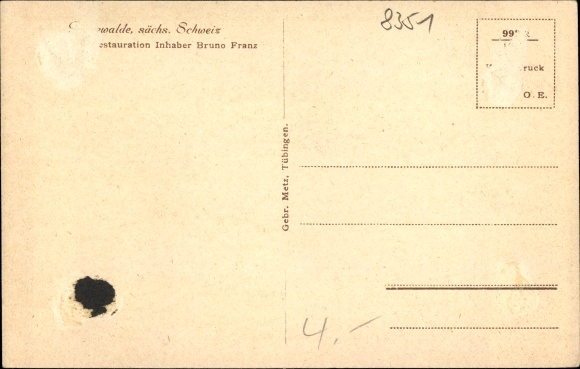 Postcard Rathewalde Hohnstein in Saxon Switzerland, Büttner&#39;s Restaurant in Amselgrund, owner Franz