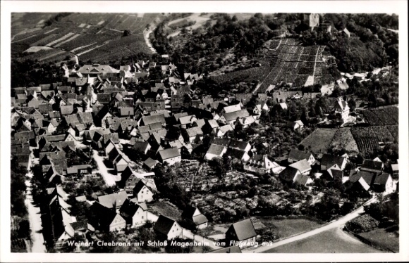 Ak Cleebronn in Württemberg, Fliegeraufnahme, Schloss Magenheim