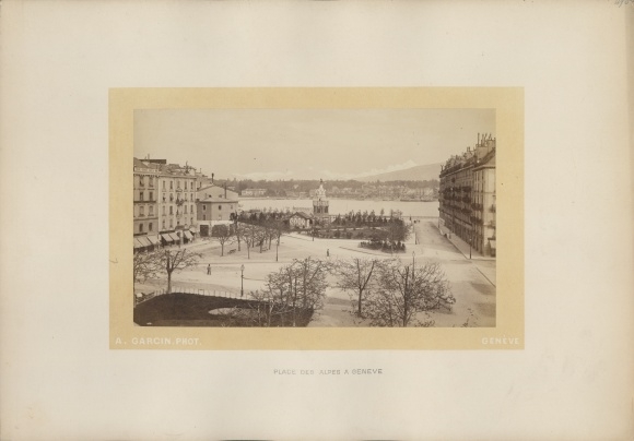 Photo Genève Geneva Switzerland, around 1880, Place des Alpes, Atelier F. Charnaux