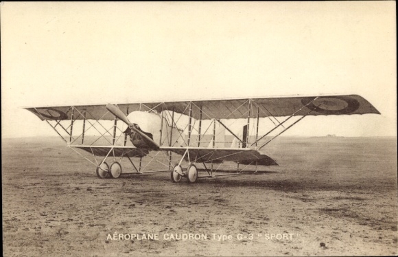Postcard French military aircraft Caudron G3 Sport