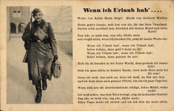 Lied Ak Wenn ich Urlaub hab', Text von Ralph Maria Siegel, Musik von Gerhard Winkler