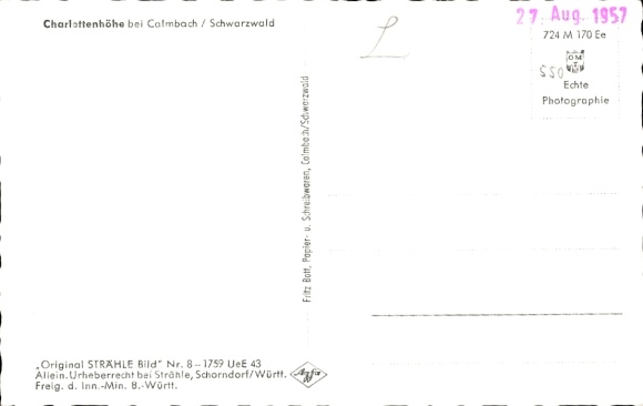 Postcard Schömberg in the Black Forest Württemberg, Charlottenhöhe, aerial photograph