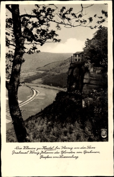 Postcard Kastel Staadt, hermitage, tomb of King John the Blind