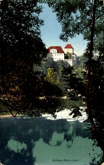 Ak Bieberstein Reinsberg in Sachsen, Schloss  idyllische Landschaft, klarer Fluss
