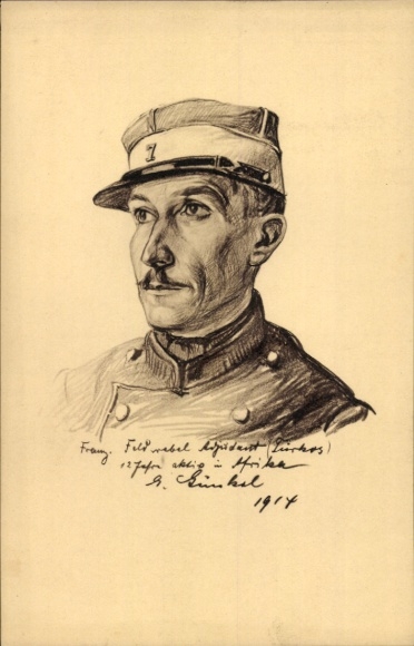 Künstler Ak Französischer Soldat in Uniform, Gemaltes Porträt, 1914