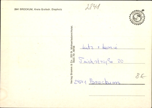 Ak Brockum, Stadtansichten, Kirche, Gewässer, Ufer, Straßenpartie, Geschäft