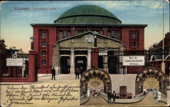 Ansichtkaart Hamburg Mitte Steinwerder Steinwärder, Elbetunnel