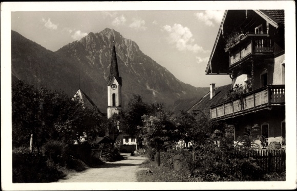 Postcard Piding in Berchtesgadener Land Upper Bavaria, church, view of Hochstaufen