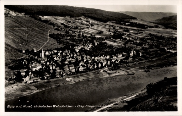 Ak Burg an der Mosel, Fliegeraufnahme