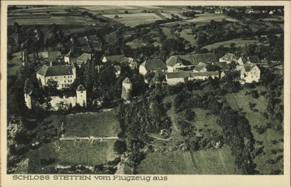 Postcard Stetten am Kocher Künzelsau in Württemberg, Stetten Castle, aerial photograph
