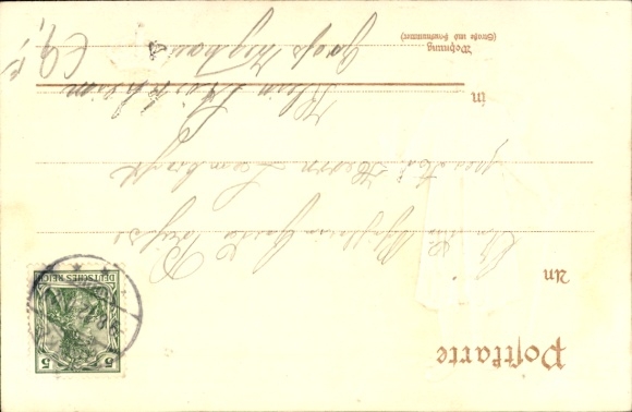 Embossed Chromo-Litho Braunschweig in Lower Saxony, farmer, coat of arms, pipe